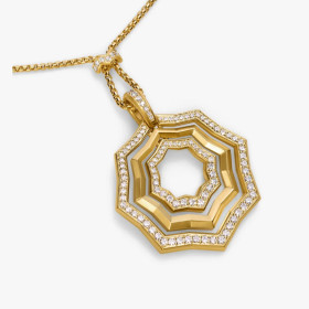 David Yurman Gold 38mm Serrated Stack Necklace
