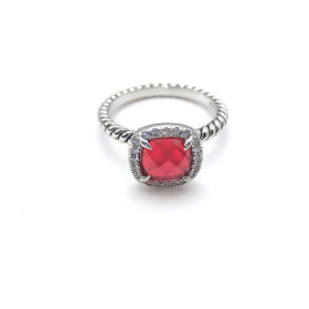 David Yurman Four-Prong Square Red Diamond Ring
