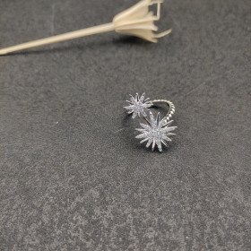 David Yurman Double Sunburst Diamond Pav&Atilde;&copy; Open Ring Silver