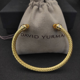 David Yurman 5mm Gold Diamond Yellow Diamond Bangle Bracelet