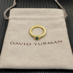 David Yurman Gold 2.8mm Petite Cable Blue Pav&Atilde;&copy; Diamond Ring