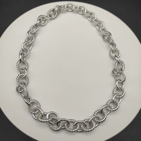 David Yurman 12mm Cable Necklace Sterling Silver 44cm with Adjustable Extension Chain