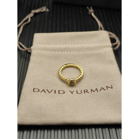 David Yurman Gold 2.8mm Petite Cable Pav&Atilde;&copy; White Diamond Ring