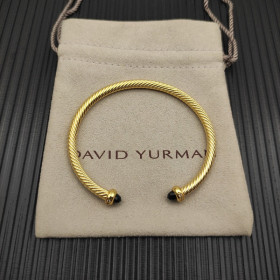 David Yurman 4mm Gold Black Diamond Bangle Bracelet