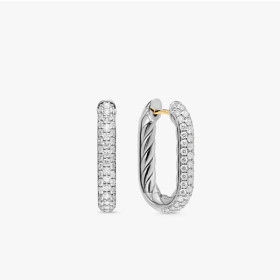 David Yurman Sterling Silver 24.3&Atilde;15.9mm Pav&Atilde;&copy; Hoop Earrings