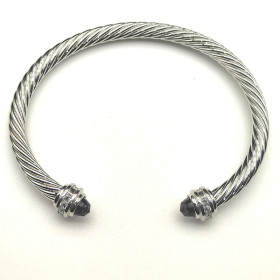 David Yurman 5mm Cable Classics Purple Gemstone End Cuff Bracelet