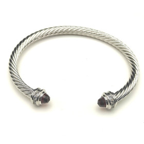 David Yurman 5mm Cable Classics Red Gemstone End Cuff Bracelet