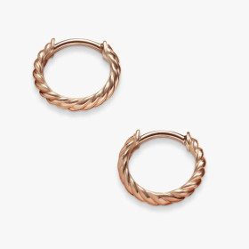 David Yurman Rose Gold 11mm Cable Mini Hoop Earrings