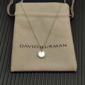 David Yurman Sterling Silver 17.8mm Round Pav&Atilde;&copy; Mother of Pearl Necklace