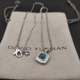 David Yurman 7mm Cushion-Cut Blue Diamond Pendant Necklace