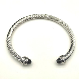 David Yurman 5mm Gemstone Black Diamond Station Cuff Bracelet