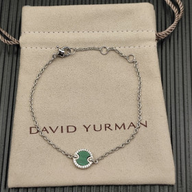 David Yurman Sterling Silver Pav&Atilde;&copy; Malachite Round Charm Bracelet