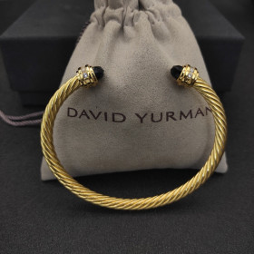 David Yurman 5mm Gold Cable Bracelet with Black Diamonds