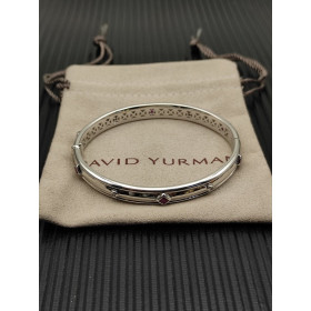 David Yurman 8mm Silver Pav&Atilde;&copy; Red Diamond Renaissance Band Bracelet