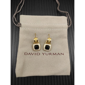 David Yurman Gold Black Pav&Atilde;&copy; Square Cable Drop Earrings