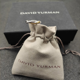 David Yurman Gold and Silver Cylindrical Interlocking Heart Ring