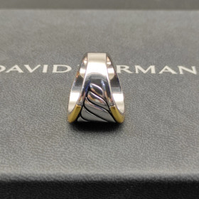 David Yurman Silver Gold and Silver Saddle Ring