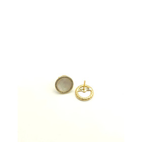 David Yurman 14mm Gold Mother-Of-Pearl Diamond Circle Stud Earrings