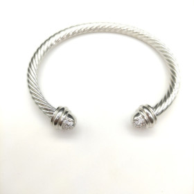 David Yurman 5mm Half-Pav&Atilde;&copy; Cable Cuff Bracelet White Diamonds