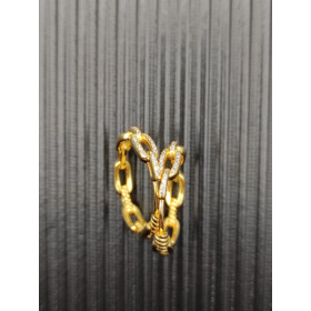 David Yurman 24x5mm Gold Diamond Pav&Atilde;&copy; Link Hoop Earrings