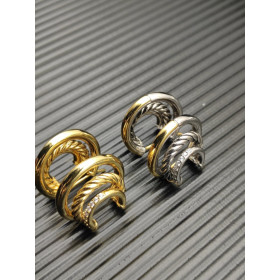 David Yurman 21x20mm Gold and Silver Triple Interlocking Hoop Earrings