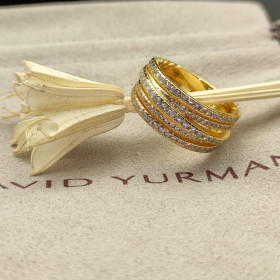 David Yurman Gold Pav&Atilde;&copy; Diamond Interlocking Ring