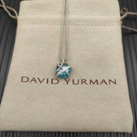 David Yurman 11mm Hexagonal Blue Crystal Pendant Necklace