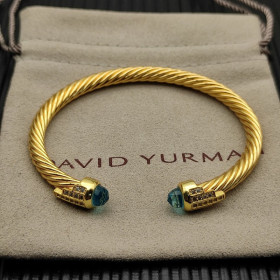 David Yurman Gold 5mm Five-Row Cable Bracelet with Blue Pav&Atilde;&copy;
