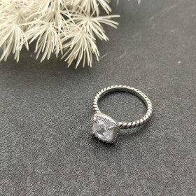 David Yurman Four-Prong Square White Diamond Ring