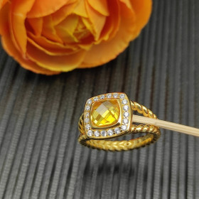 David Yurman Gold Square Yellow Diamond Ring
