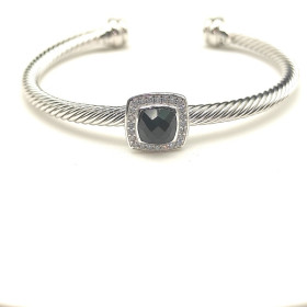 David Yurman 4mm Square Pav&Atilde;&copy; Cable Bracelet with Black Diamonds