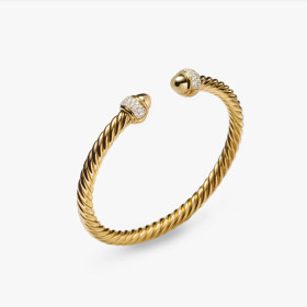 David Yurman 5mm Gold Pav&Atilde;&copy; Diamond Round Cuff Bracelet, Fits Wrist Size 16cm - 20cm