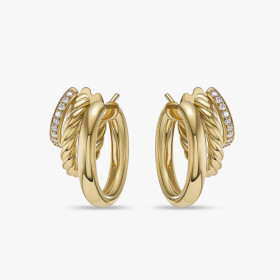 David Yurman 21x20mm Gold Triple Interlocking Hoop Earrings