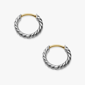 David Yurman Silver 11mm Cable Mini Hoop Earrings