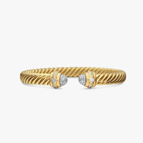 David Yurman 7mm Oval Cable Classic Diamond Cuff Bracelet