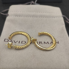 David Yurman Cable Pav&Atilde;&copy; Diamond Gold Hoop Earrings