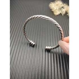 David Yurman Silver 4mm Three-Row Double End Cuff Bracelet