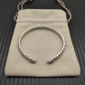 David Yurman 6.2mm Sterling Silver Engraved Cable Bangle Bracelet