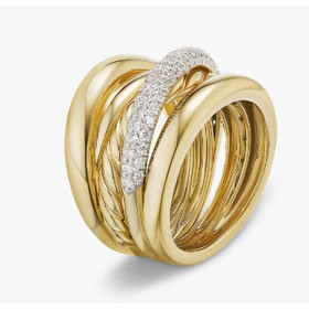 David Yurman 17.5mm Five-Row Cable Cross Diamond Ring