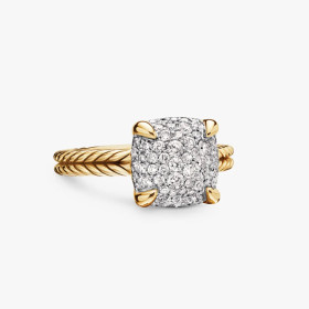 David Yurman Gold Four-Prong Pav&Atilde;&copy; Diamond Ring