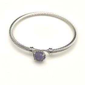David Yurman 3mm Purple Diamond Cable Cuff Bracelet