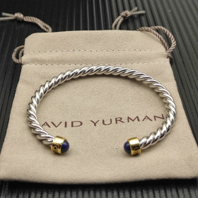 David Yurman 6mm Gold and Silver Lapis Lazuli Cable Cuff Bracelet