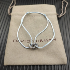 David Yurman Light Blue Double Ring Sterling Silver Nylon Cord Bracelet