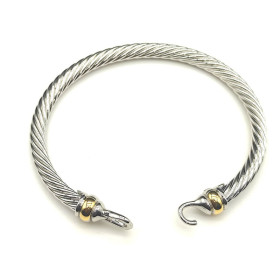 David Yurman 5mm Gold and Silver Hook-End Cable Cuff Bracelet
