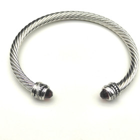 David Yurman 5mm Cable Classics Rotating Red Diamond Cuff Bracelet
