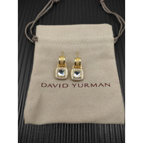 David Yurman Gold Pav&Atilde;&copy; White Diamond Square Cable Drop Earrings