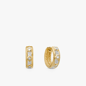 David Yurman Gold White Diamond Renaissance Cable Earrings