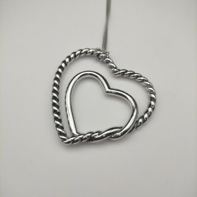 David Yurman 38mm Double Heart Silver Necklace