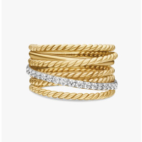 David Yurman Gold Pav&Atilde;&copy; Twisted Cable Ring