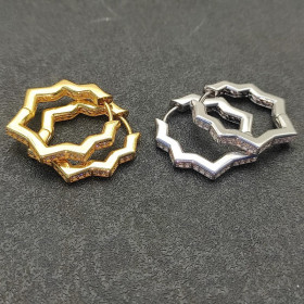 David Yurman 22.8&Atilde;2.6mm Gold Pav&Atilde;&copy; Hexagon Earrings